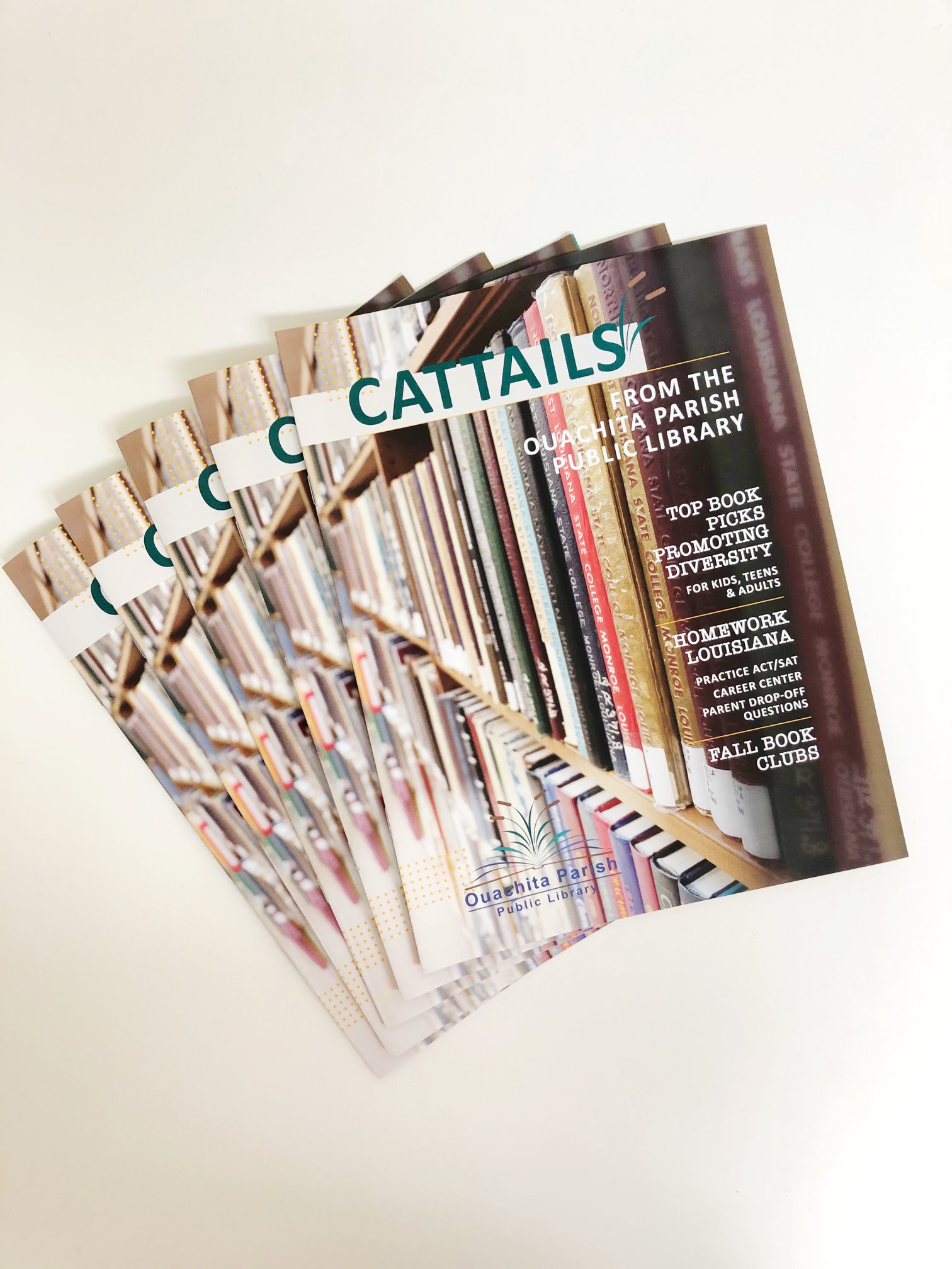 a stack of Cattails newsletters